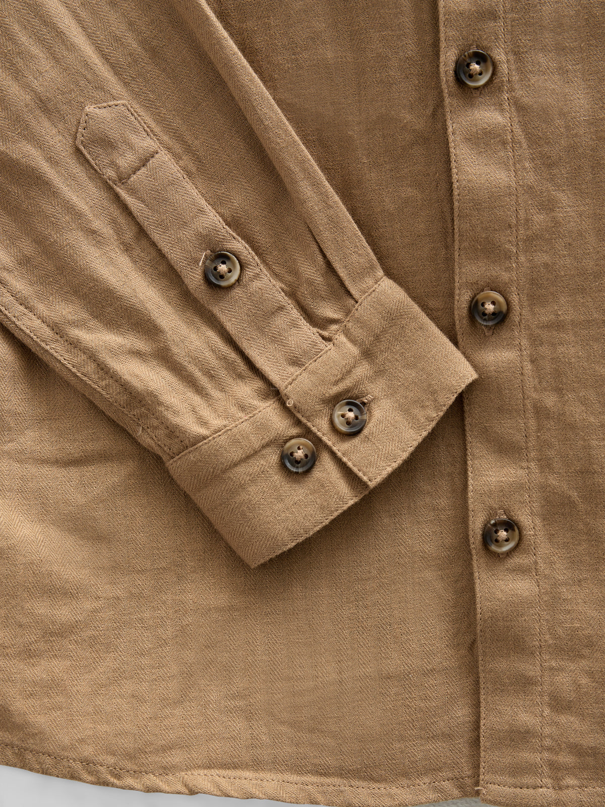Visgraat Geweven Katoenen Shirt - Tween - Light Brown | 100804 Edward