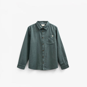 Visgraat Geweven Katoenen Shirt - Tween - Dark Dusty Green | 100805 Edward