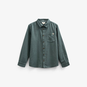 Visgraat Geweven Katoenen Shirt - Tween - Dark Dusty Green | 100805 Edward