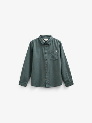 Visgraat Geweven Katoenen Shirt - Tween - Dark Dusty Green | 100805 Edward