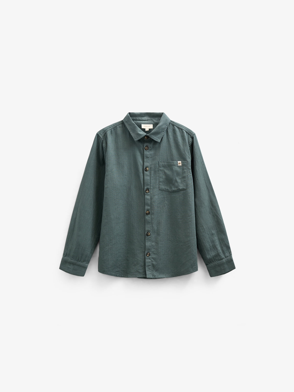 Visgraat Geweven Katoenen Shirt - Tween - Dark Dusty Green | 100805 Edward