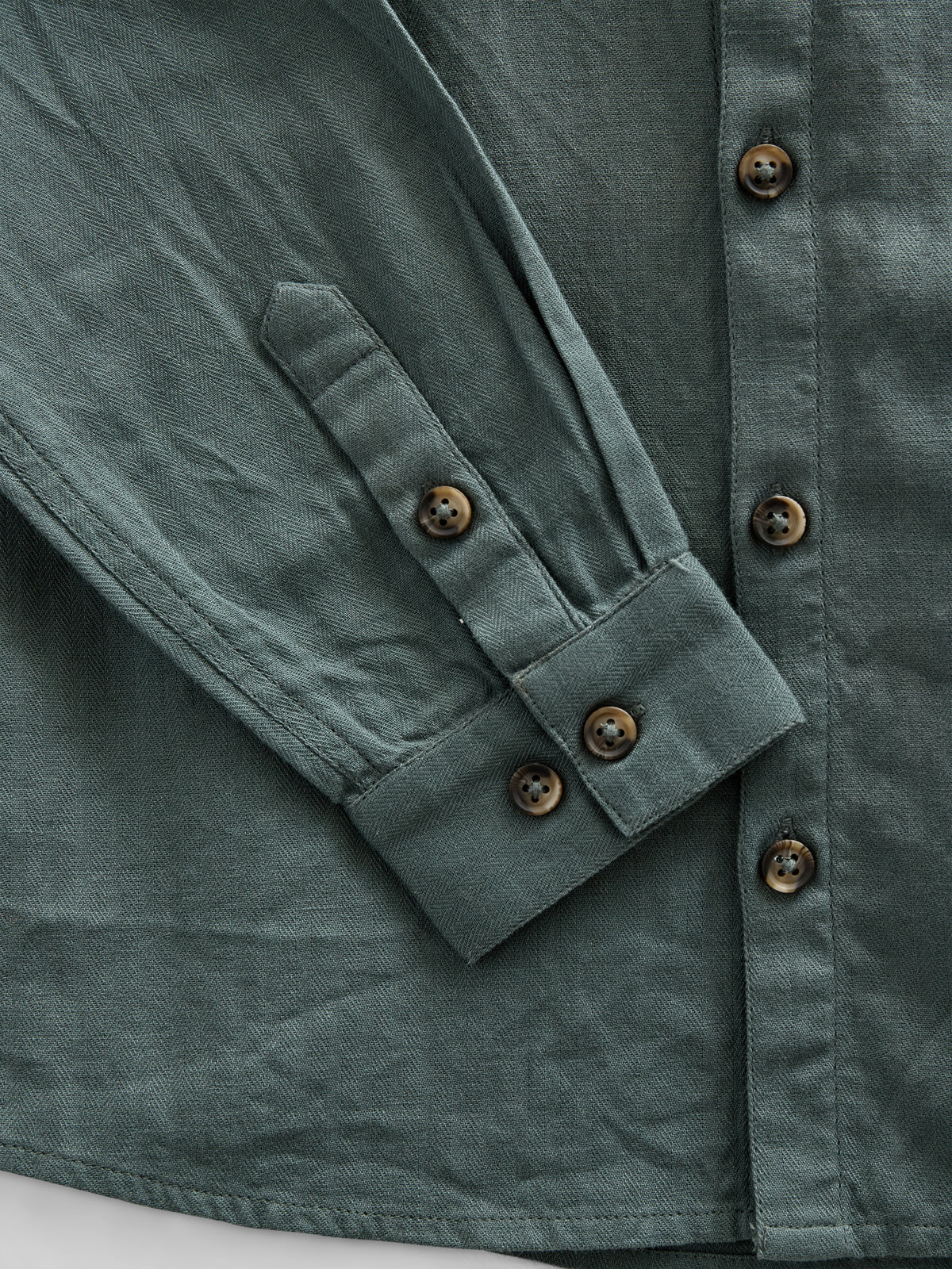 Visgraat Geweven Katoenen Shirt - Tween - Dark Dusty Green | 100805 Edward