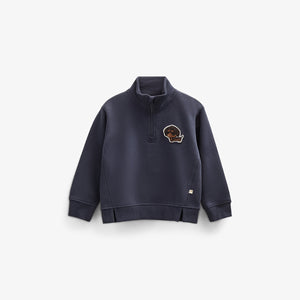 Sweatshirt met halve rits - Kids - Navy | 100806 Tristan