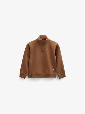 Sweatshirt met halve rits - Tween - Coffee | 100809 Tristan