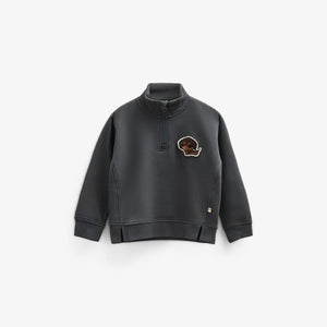Sweatshirt met halve rits - Kids - Forest Green | 100810 Tristan