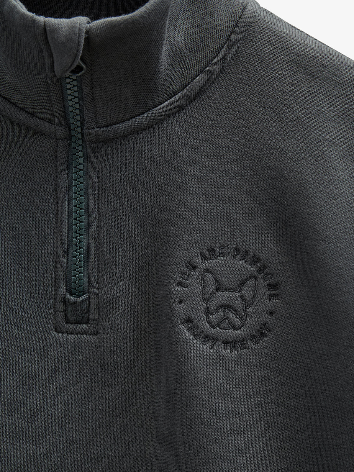 Sweatshirt met halve rits - Tween - Forest Green | 100811 Tristan