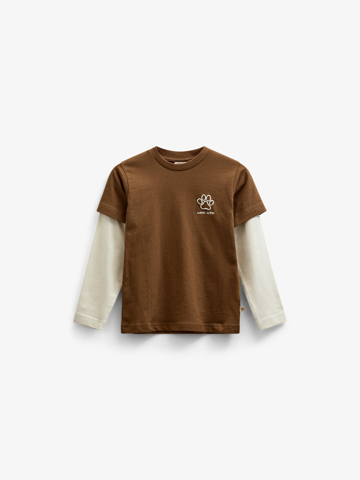 Boxy T-shirt met dubbele mouwen - Kids - Coffee | 100838 Alex