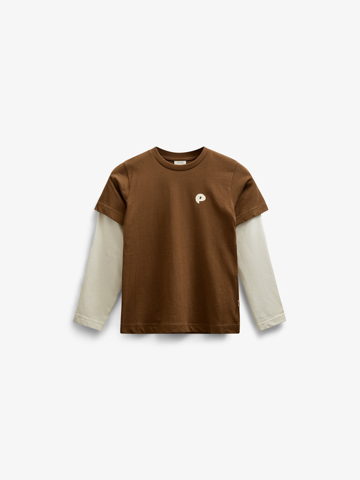 Boxy T-shirt met dubbele mouwen - Tween - Coffee | 100839 Alex