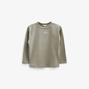 T-shirt met lange mouwen en borduursel - Kids - Dusty Green | 100856 Brandon