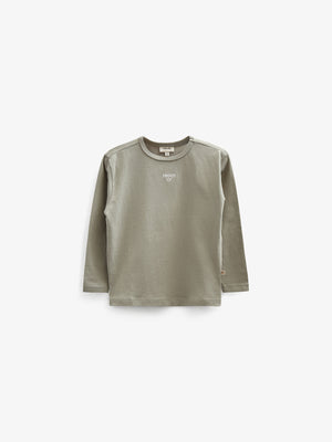 T-shirt met lange mouwen en borduursel - Tween - Dusty Green | 100857 Brandon