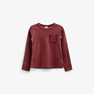 T-shirt met lange mouwen en borstzak - Kids - Burgundy | 100868 Sienna