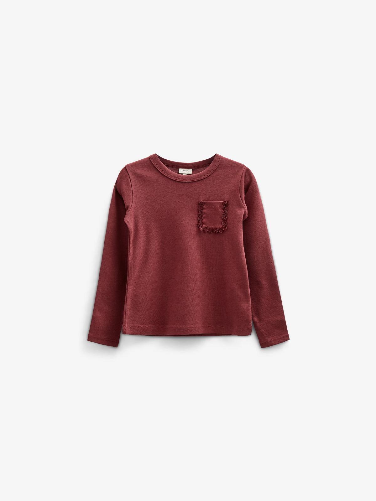 T-shirt met lange mouwen en borstzak - Kids - Burgundy | 100868 Sienna