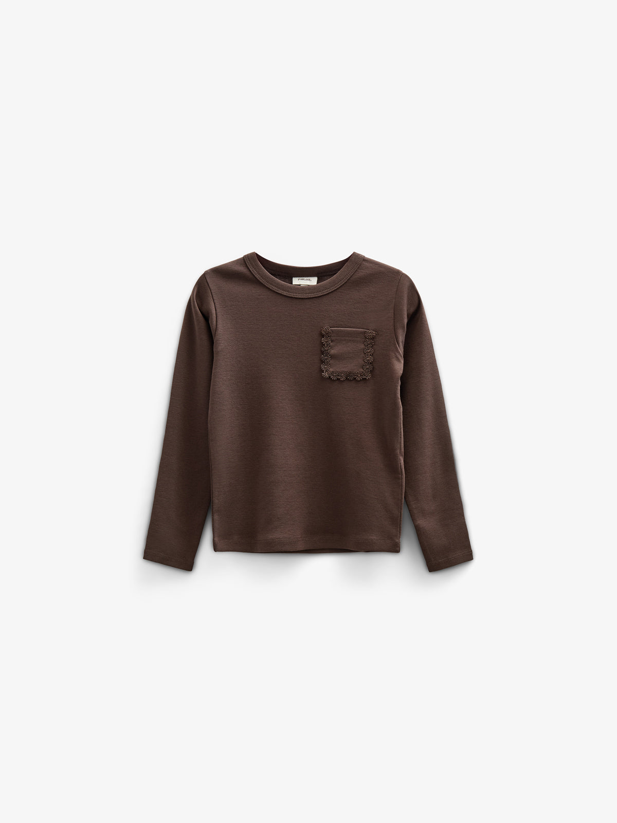 T-shirt met lange mouwen en borstzak - Kids - Chocolate | 100870 Sienna