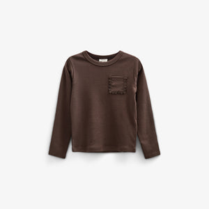 T-shirt met lange mouwen en borstzak - Tween - Chocolate | 100871 Sienna