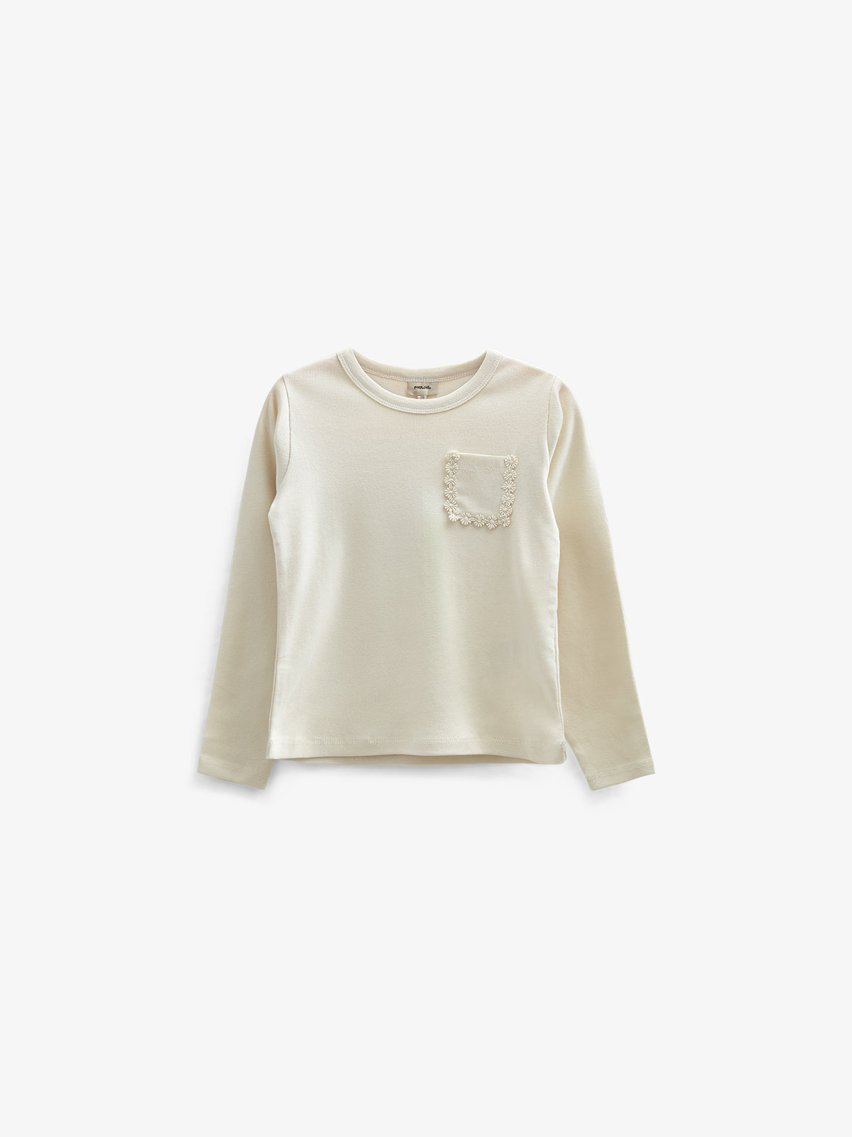 T-shirt met lange mouwen en borstzak - Kids - Off White | 100872 Sienna