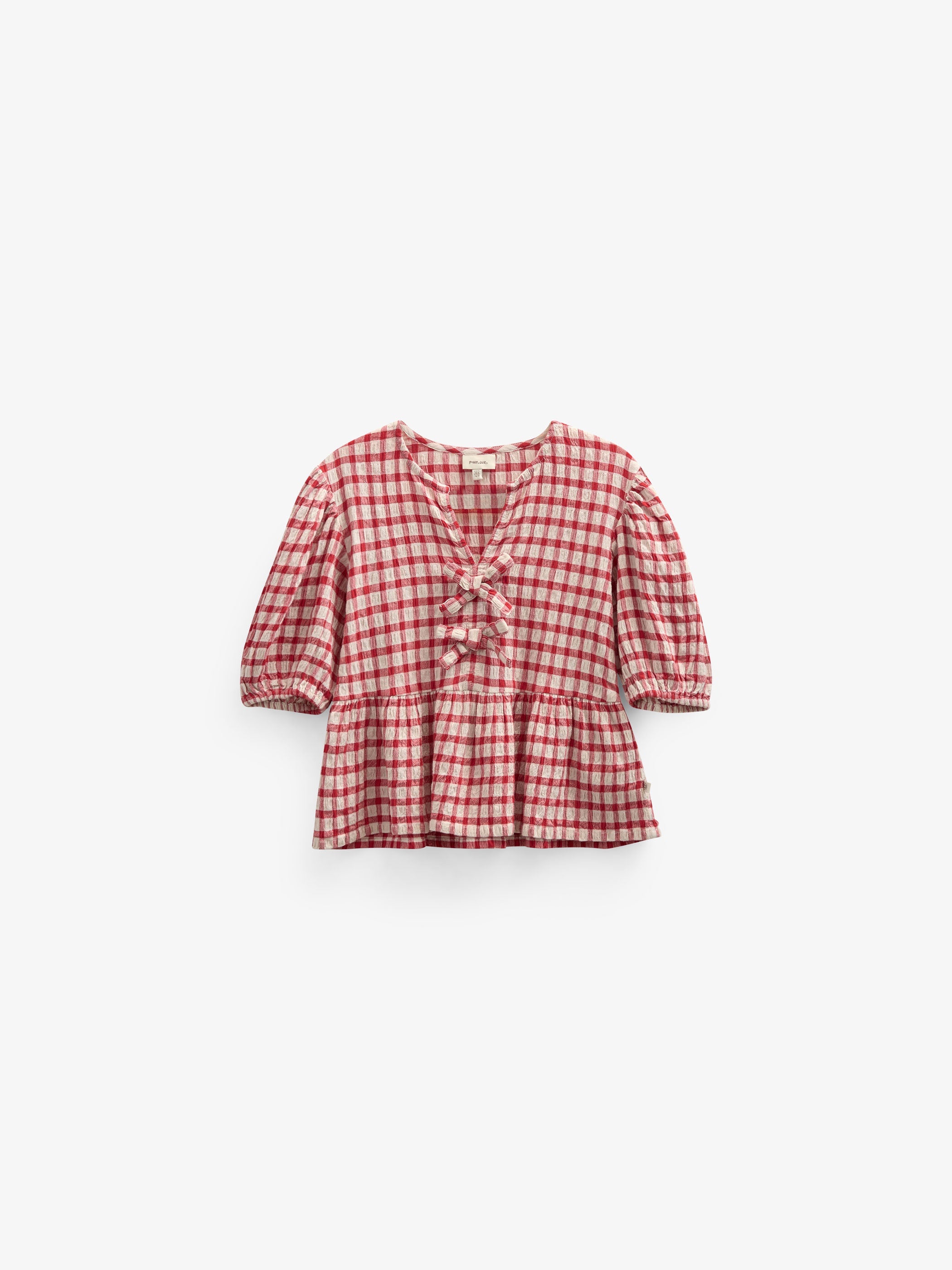 Geruite Katoenen Blouse - Kids - Cherry Red | 100908 Bonnie