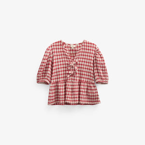Geruite Katoenen Blouse - Tween - Cherry Red | 100909 Bonnie