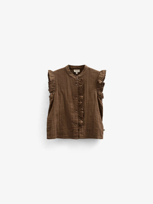 Mouwloze Top van Mousseline - Tween - Dark Brown | 100929 Jasmine