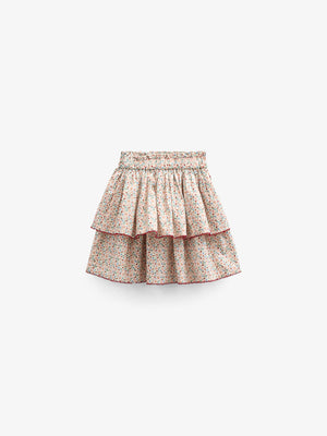 Poplin rok met bloemenprint en ruche - Tween - Rose | 100953 Poppy