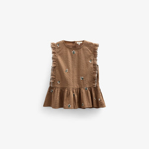 Geborduurde Seersucker Top - Kids - Coconut | 100982 Nora