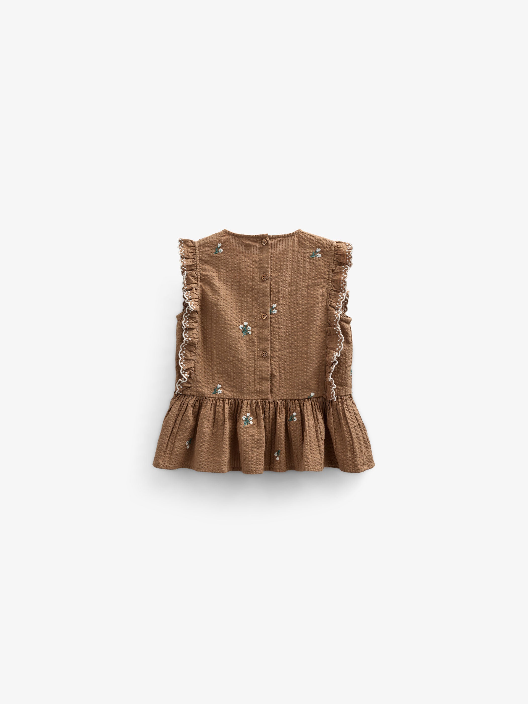 Geborduurde Seersucker Top - Tween - Coconut | 100983 Nora