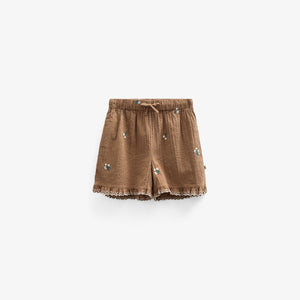 Geborduurde seersucker shorts - Tween - Coconut | 100987 Nora