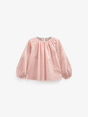 Gestreepte Blouse met Lange Mouwen - Kids - Offwhite/Cherry Red | 100990 Willa