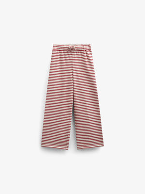 Gestreepte Jersey Broek met Wijde Pijpen - Tween - Cherry Red | 100996 Emmie