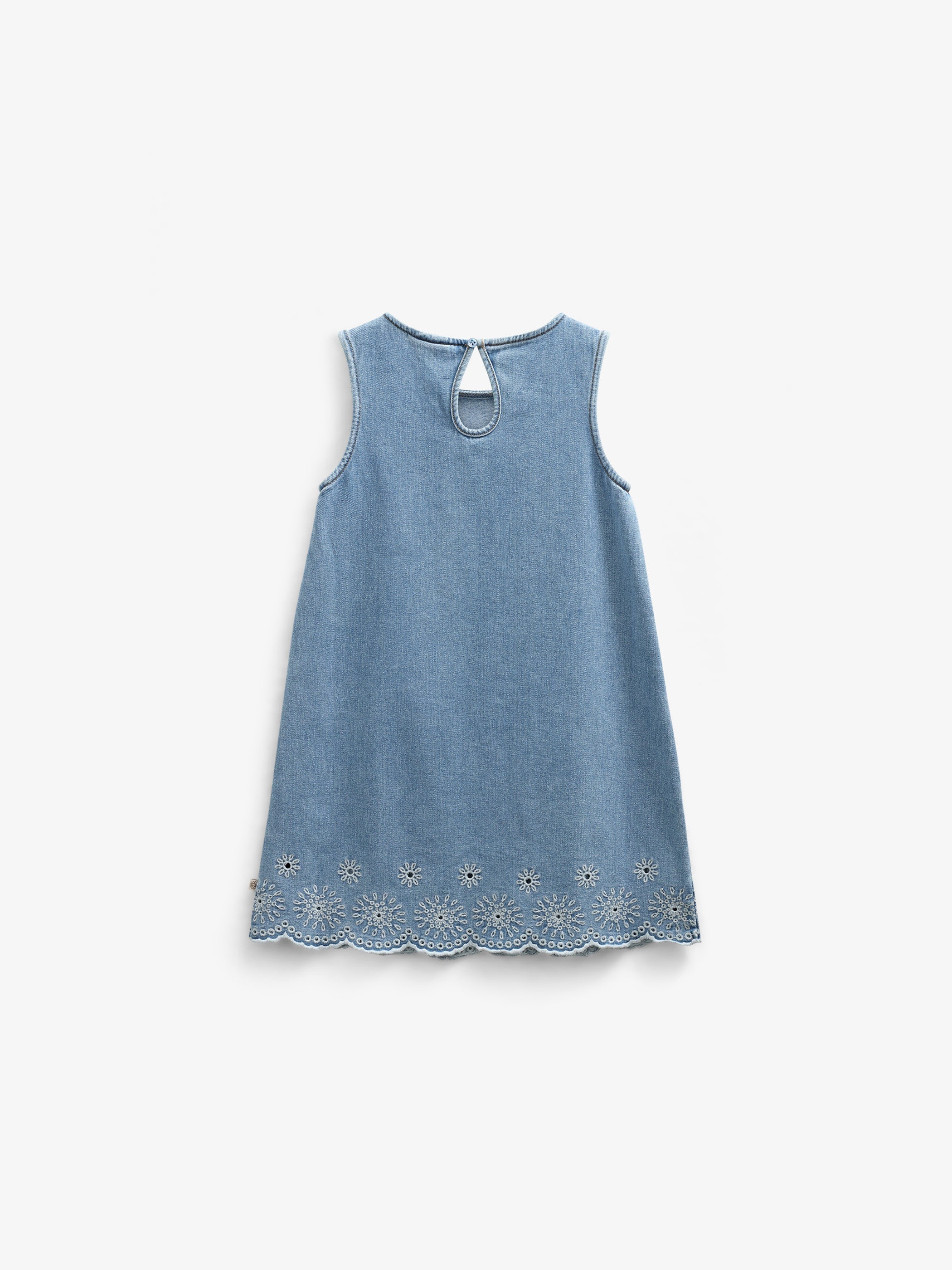Geborduurde denim minijurk - Kids - Light Blue Denim | 101018 Vera