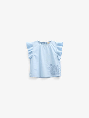 Poplin blouse met borduursel - Tween - Powder Blue | 101073 Barbara