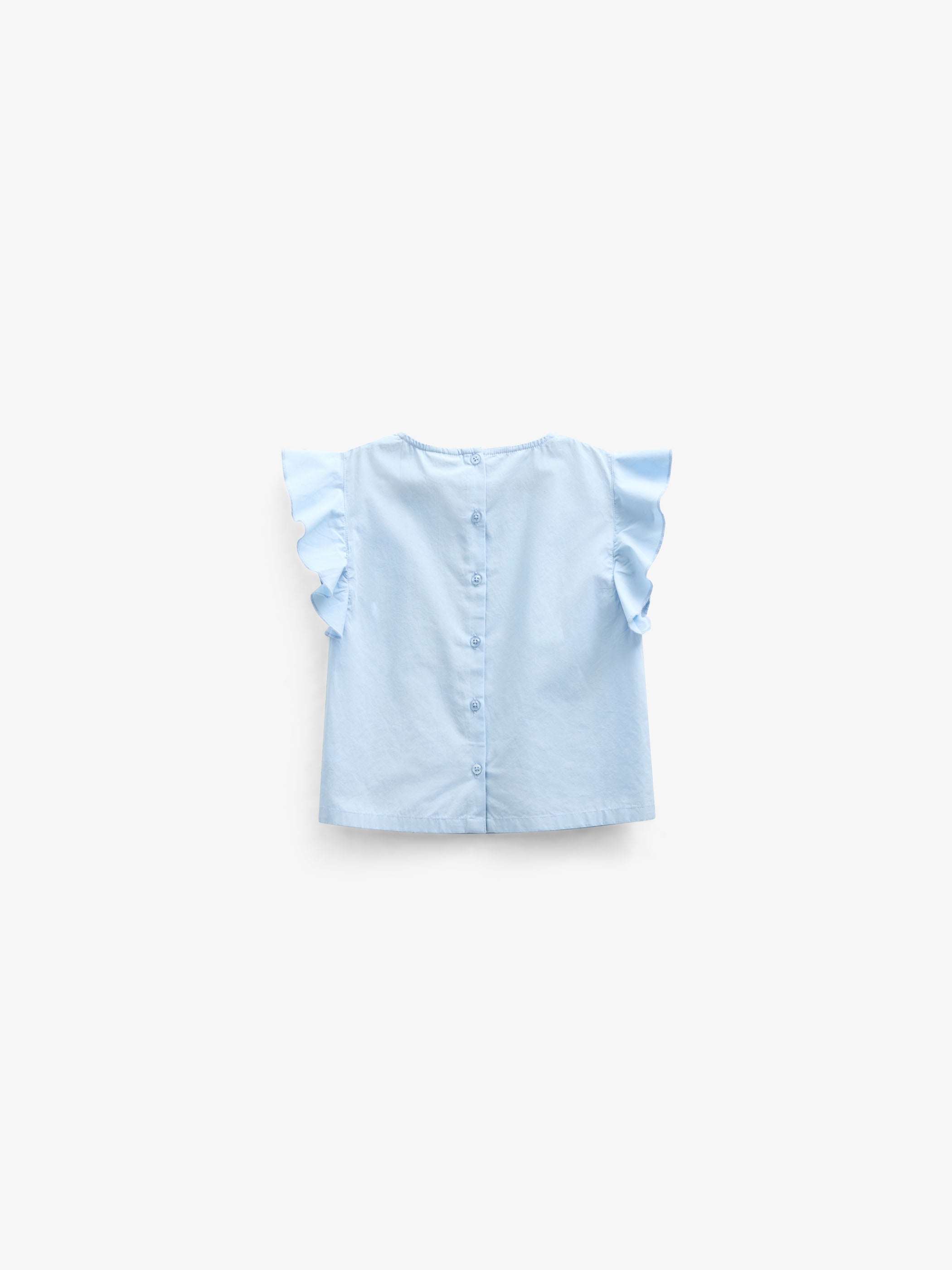 Poplin blouse met borduursel - Kids - Powder Blue | 101042 Barbara
