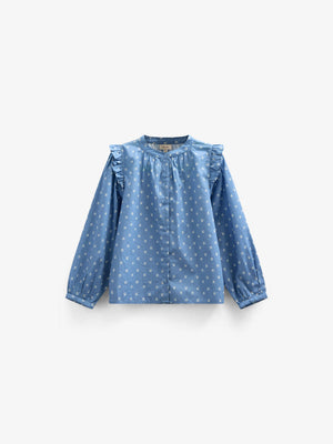 Bedrukte Poplin Overhemdblouse - Kids - Dusty Blue | 101056 Camilla