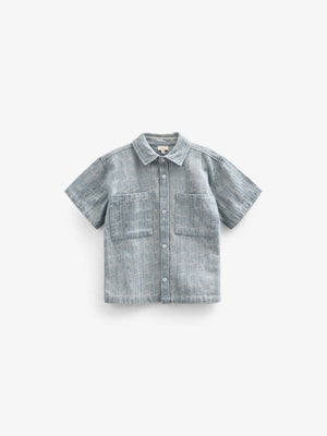 Jacquard denim kortemouw overhemdjack - Kids - Blue Denim | 101060 Kyle