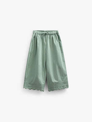 Poplinbroek met Geschulpte Rand - Kids - Dusty Green | 101049 Joy