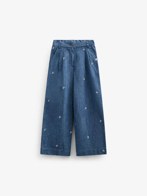 Geborduurde Lichte Denim Broek - Tween - Blue Denim | 101081 Isabella