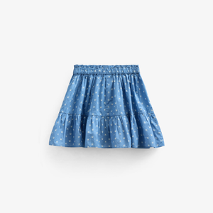 Rok van bedrukt poplin - Tween - Dusty Blue | 101085 Camilla