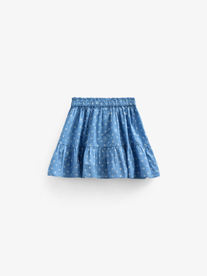 Rok van bedrukt poplin - Tween - Dusty Blue | 101085 Camilla