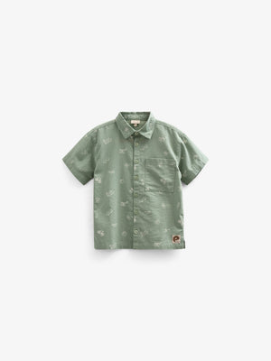 Overhemd van linnenmix met print - Tween - Dusty Green | 101166 William