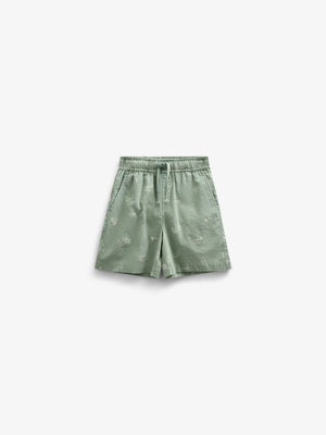 Bedrukte Linnenmix Shorts - Tween - Dusty Green | 101170 William
