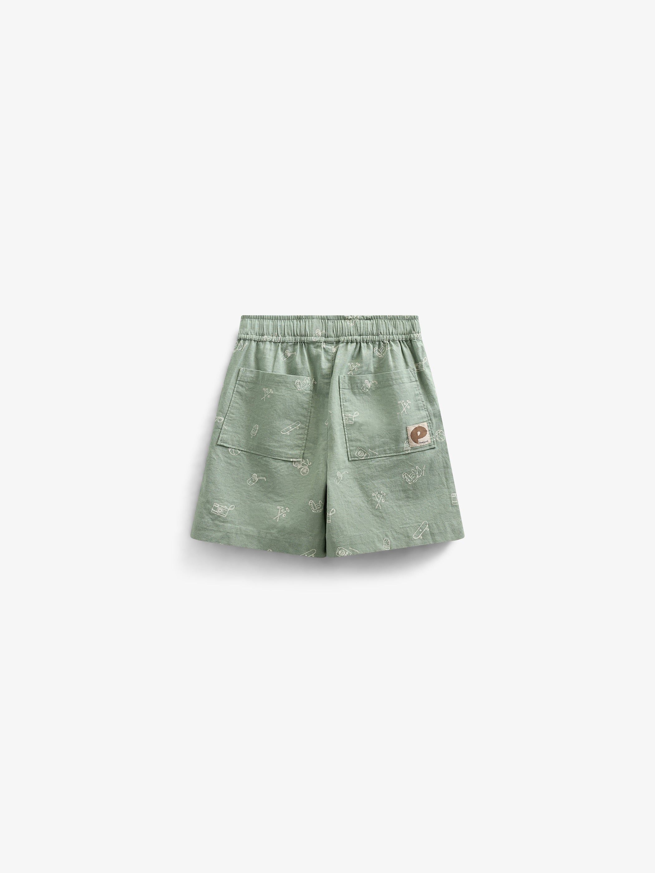 Bedrukte Linnenmix Shorts - Tween - Dusty Green | 101170 William