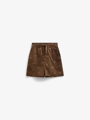 Bedrukte Linnenmix Shorts - Tween - Dark Brown | 101172 William