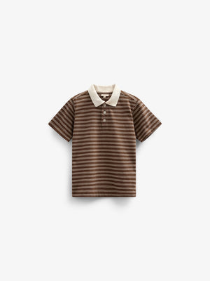 Gestreept Jersey Poloshirt - Tween - Dark Brown | 101174 Otto