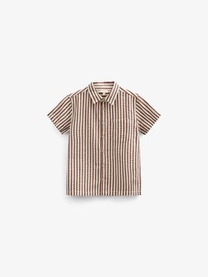 Gestreept seersucker overhemd - Kids - Brown | 101185 Frank
