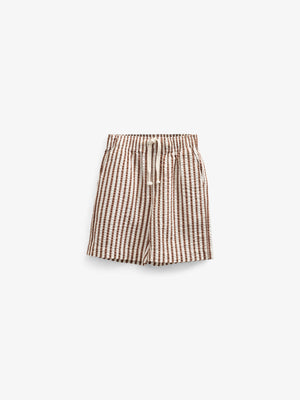 Gestreepte seersucker shorts - Kids - Brown | 101187 Frank