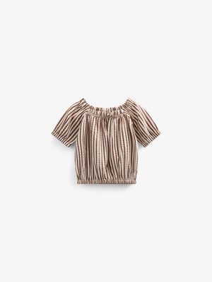 Gestreepte Seersucker Top - Tween - Brown | 101192 Nadia