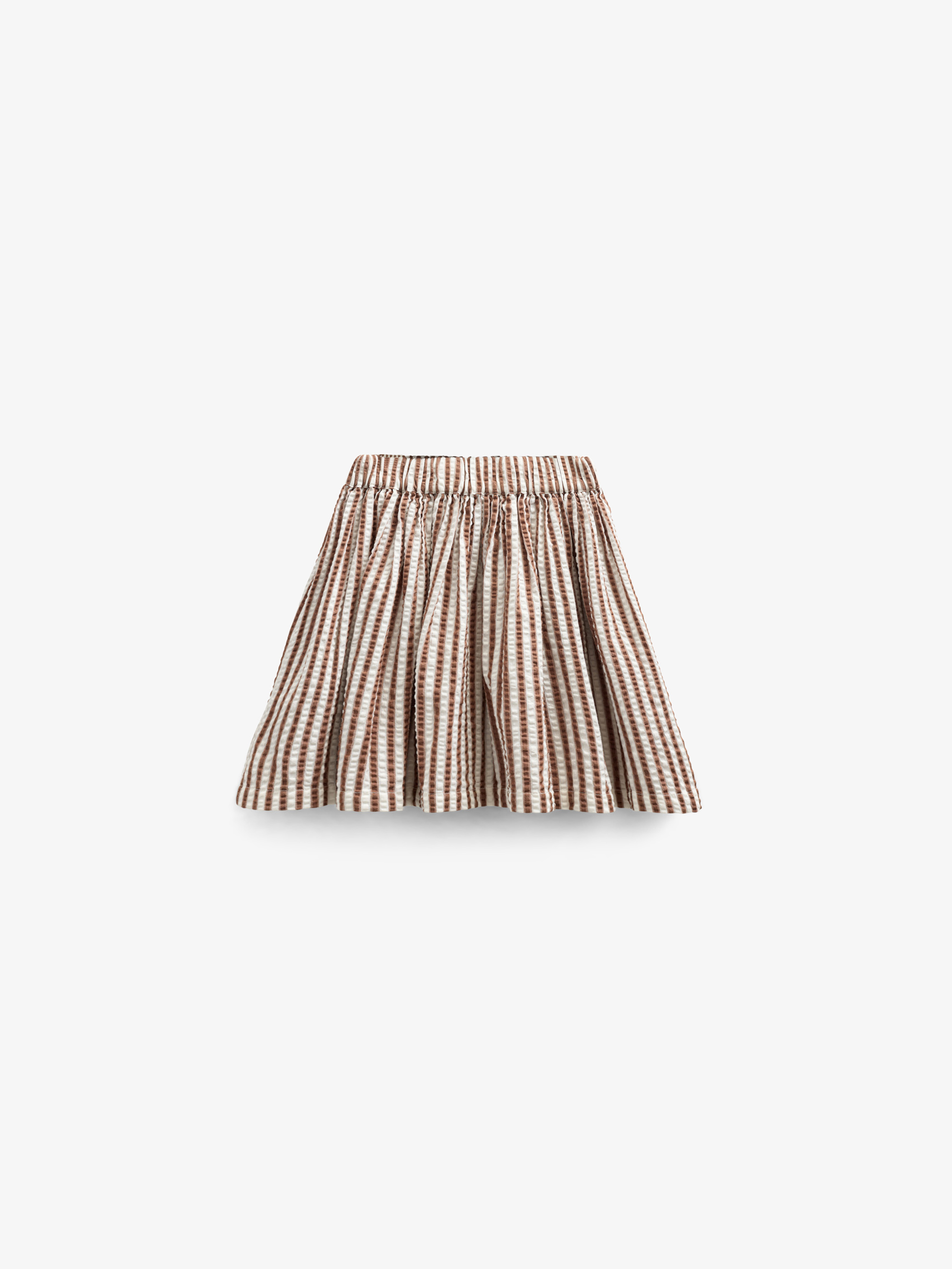 Gestreepte seersucker rok - Tween - Brown | 101194 Nadia