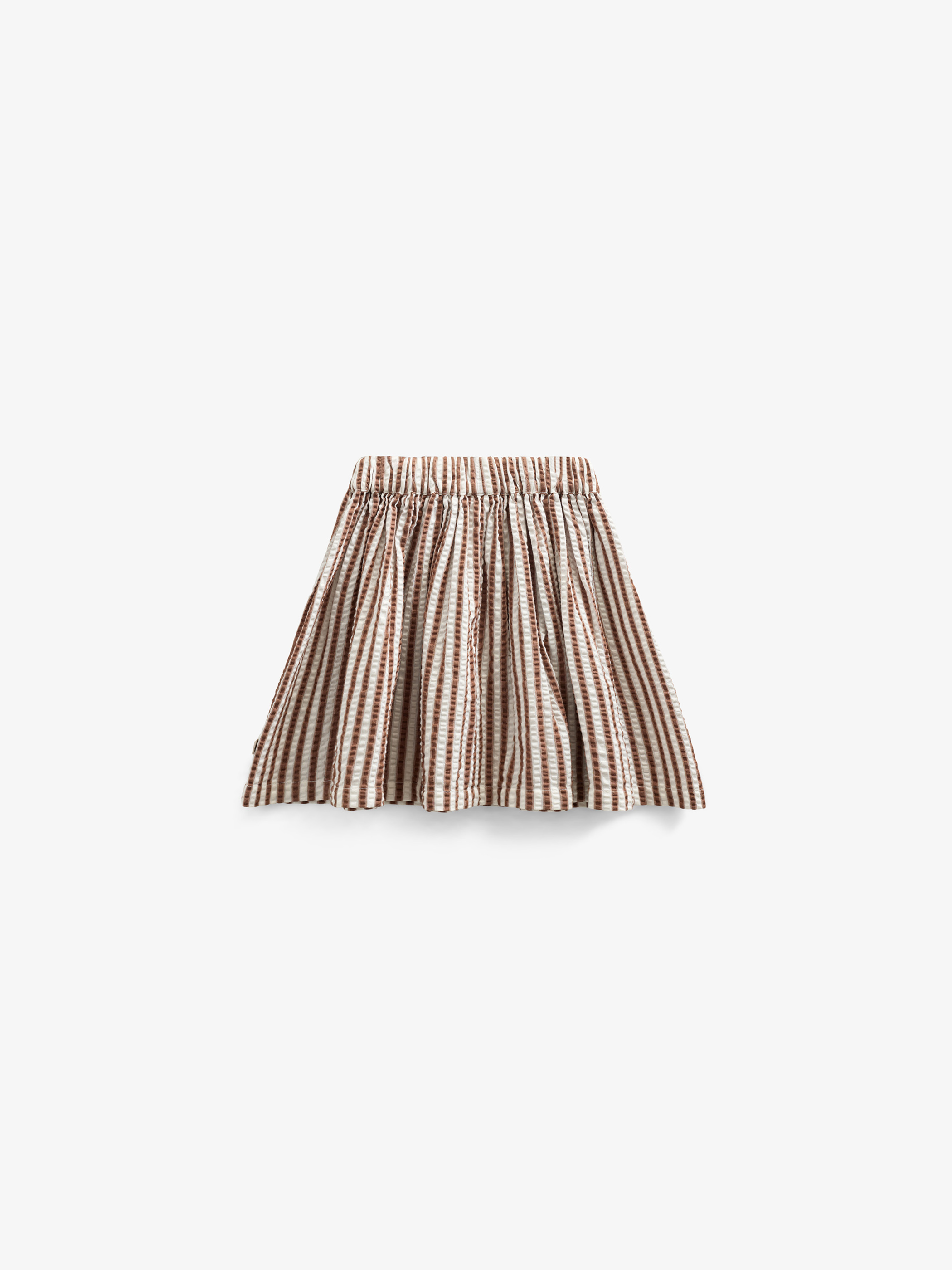 Gestreepte seersucker rok - Tween - Brown | 101194 Nadia