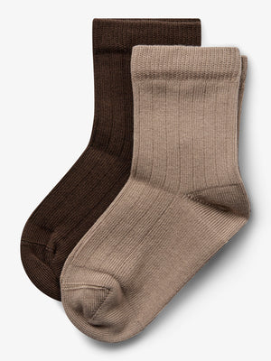 Sokken 2-pack - Little - Dark Earth/Dark Beige