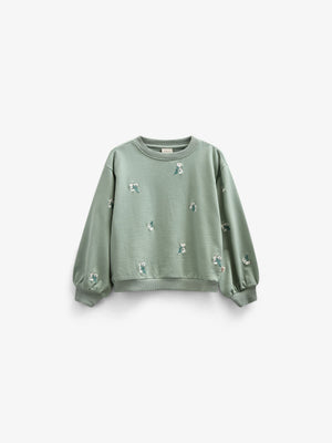 Geborduurd Crewneck Sweatshirt - Kids - Dusty Green | 101211 Kimber
