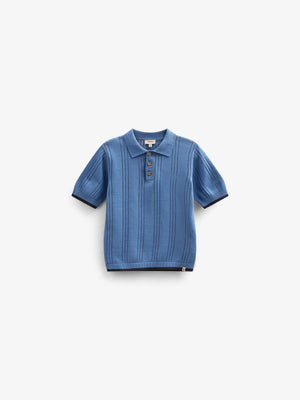 Blauwe gebreide polo - Kids - Dusty Blue | 101243 Dylan